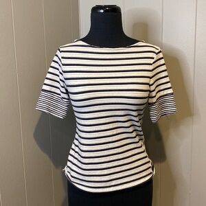 Z Three Dots Women’s Extra Small Short Sleeve T Shirt Striped Wrap Back Detail